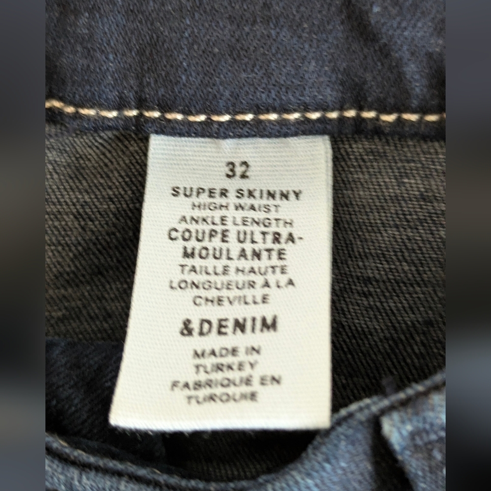 H&M Woman's High Waist Super SKINNY Ankle jeans Blue Size 32 Embrace Denim New - Picture 10 of 12